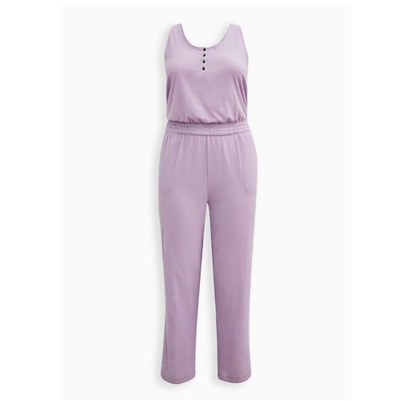 NWT TORRID Purple Henley Terry Cloth Jumpsuit - Picture 4 of 11